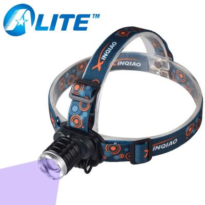 China Rechargeable UV Camping Headlight Zoom 3w Led Headlight 395nm Ultraviolet Black Light for sale