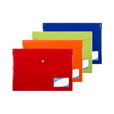 China Opaque Plastic PP A4 Document Wallet With Button Closure for sale