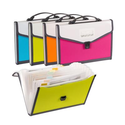 China 13 Pockets Plastic Expanding Folder Reinforced PP A4 Premier Paper With Handle And Sewn Edges for sale