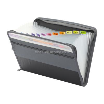 China PP Expanding File Accordion Folder With Zipper , Acordian File Keeper Expandable Folder Organizer Folder For Document for sale