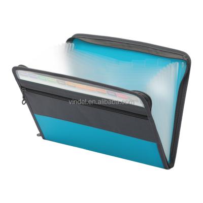 China PP Accordion Folder Document Expanding File Folder Organizer With 13 Zipper Pocket Expanding Folder With Sticky Labels, for sale