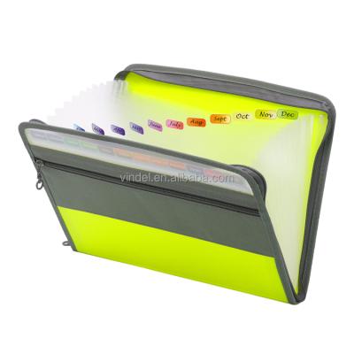 China PP Expanding Folder Document Organizer Expanding Zip File Folder With Zipper Closure for sale