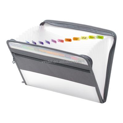 China PP Letter A4 Paper Expanding Folder With 13 Pockets Sticky Labels As Organizer Filing Folder Expandable Document Folder for sale