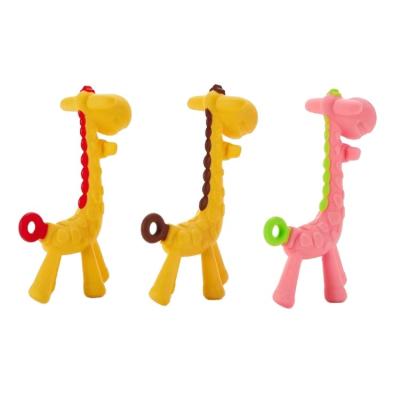 China Soft Baby Toy Teether Molar Teething Relief Baby Toy Giraffe Wholesale Food Grade Silicone for sale