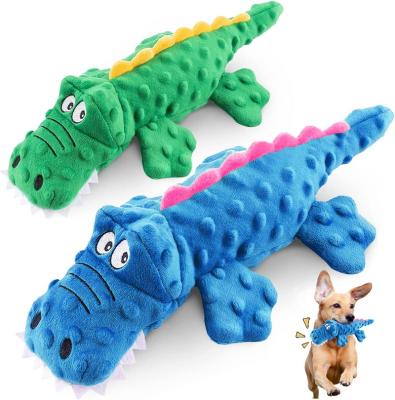 China Daily Toys 2022 Latest Rising Crocodile Durable Indestructible Soft Plush Dog Squeaky Chew Toys for sale