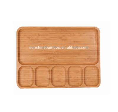 China Disposable Factory Selling Multifunctional Bamboo Wooden Food Dish Kitchen Serving Tray For Dinner for sale