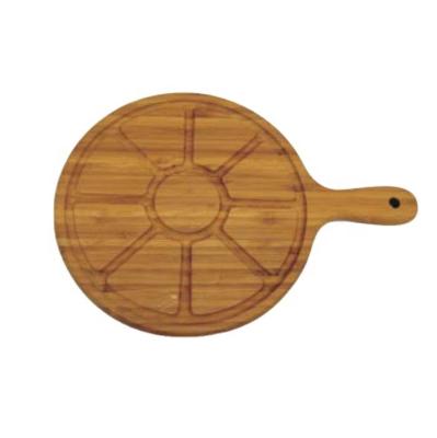 China Customization Sustainable Wholesale Eco-Friendly Wooden Round Cheese Pizza Cutting Board Bamboo Set for sale