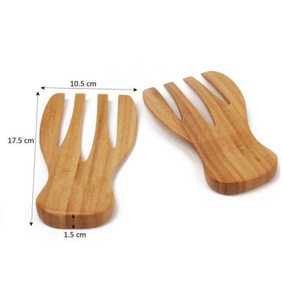 China Sustainable Wholesale CustomFood Safe Mixing Bamboo Fork Eco - Friendly Salad Claws Hand Kitchen Utensil for sale