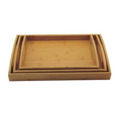 China Sustainable Wholesale Natural Bamboo Rectangular Nesting Breakfast Coffee Table Butler Serving Trays 3 Set for sale