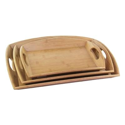 China New Classic Kitchen Tray With Handle For Tea Serving Bamboo Wooden Design Home.Restaurant.Bar.Hotel and Cafe for sale