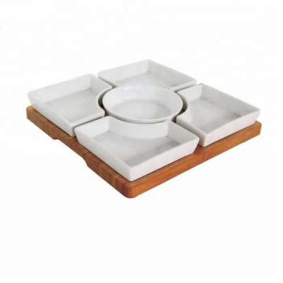 China Home.Restaurant.Bar.Hotel Square White Ceramic Bamboo Serving Tray for sale