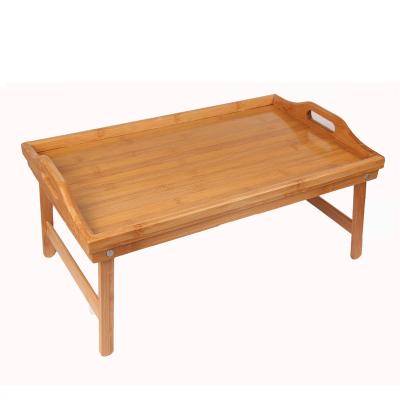 China Factory Supply Disposable Wooden Bed Bamboo Adjustable Folding Table Serving Tray With Legs for sale