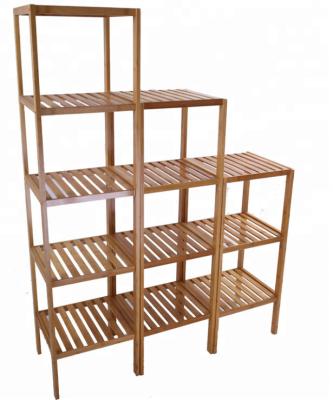 China Storage Modern Kitchen Display Rack Square Book Rack Bamboo Dish Rack for sale