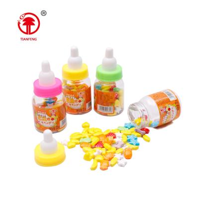 China Natural Fruity Flavor Shaped Hard Candy Dextrous Pressed Candy Pressed Sugar In Small Baby Bottle for sale