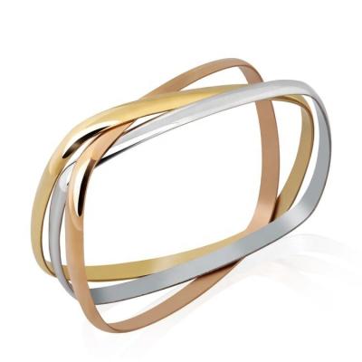 China Punk Tri-Color Mixed Stainless Steel Set of 3 Rose Gold/Gold-Tone Silver Bangle Bracelets for Women for sale