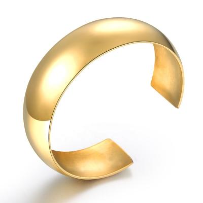 China Wide Punk Stainless Steel Cuff Bangle Bracelet Gold Plated 7.8 Inches for sale