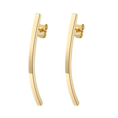 China FASHIONABLE Women's Rectangle Bar Post Stud Earrings Jewelry 18k Yellow Gold for sale