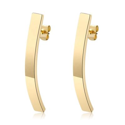 China FASHIONABLE Women's Rectangle Bar Post Stud Earrings Jewelry 18k Yellow Gold for sale