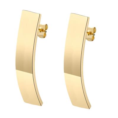 China FASHIONABLE Women's Rectangle Bar Post Stud Earrings Jewelry 18k Yellow Gold for sale