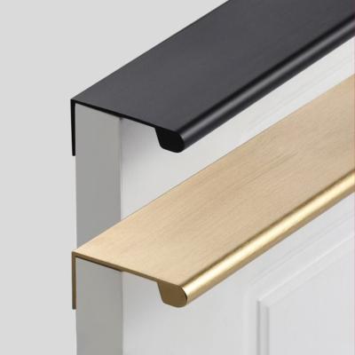 China Rectangle Cabinet Furniture Black Gold Zero Zinc Alloy Recessed Handle Hidden Handle Recessed Wardrobe Hidden Handle for sale