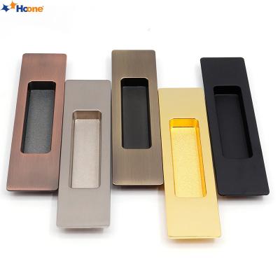 China hidde modern zinc alloy door handle knob modern bronze gold double pull sliding door cabinets embedded black silver hardware retro for sale