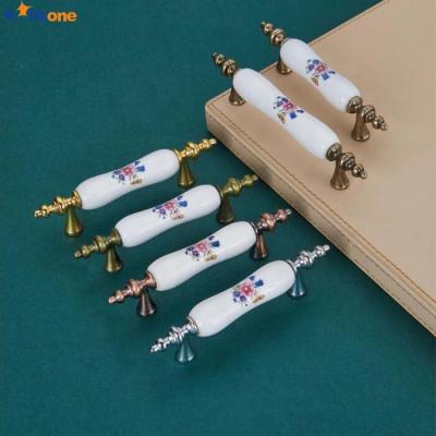 China Cancel 2021 Home Hardware Luxurious Decorative Porcelain Drawer Pull Handles for sale