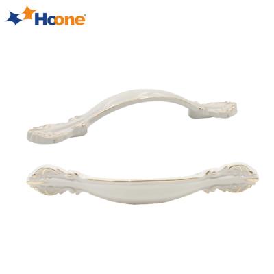 China 128mm 96mm European Style Cabinet Void Door Pulls Zinc Cabinet Door Handles Ivory White Sideboard Hardware for sale