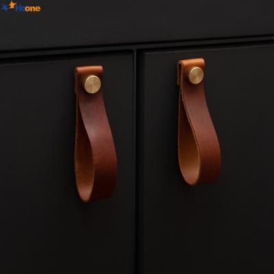 China Zinc Alloy Cabinet Pull Dresser Handle Bag Drawer Door Knob Brown Black Furniture Handle Leather Hardware Decoration Modern Zinc Alloy for sale