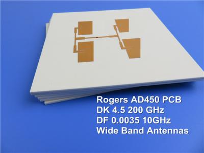 China Rogers AD450 Hochfrequenz-PWB errichtet auf Substrat 10mil 0.254mm mit Immersions-Gold für breite Band-Antennen. zu verkaufen