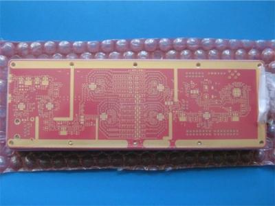 China Hybride 10-laag Hybride PCB van PCB Rogers RO4350 6.6mil+FR4 met Rood Soldeerselmasker en Onderdompelingsgoud Te koop