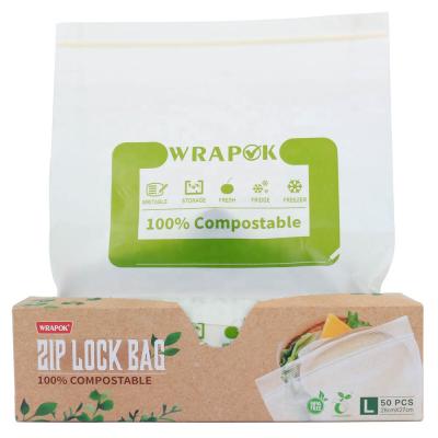 China Organic Base Food Cornstarch Plastic Compostable Ziplock Bag for sale