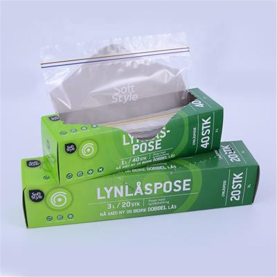 China Custom Food Food Grade LDPE Plastic Insulated Double Zipper Freezer Zip Lock Bag for sale