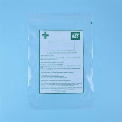 China Airtight Use Medicine Hospital Zipper Lock Bag Medicine Pill Dispensing Plastic Plastic Bag for sale