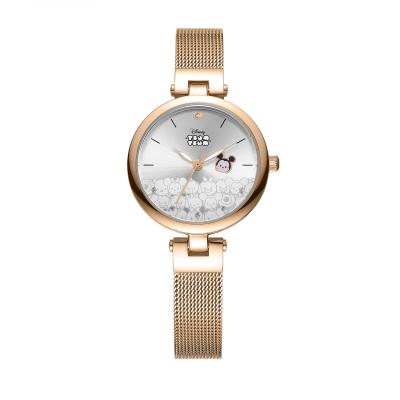 China OEM Mickey Ladies IP Rose Gold Round Alloy Case Water Resistant Women Watches 2021 Brand for sale