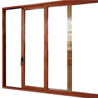 China Hot Selling RG120 Sound Insulation Sliding Door Modern Design Timber Glaze Aluminum Plated Wooden Doors Luster Sliding Door for sale