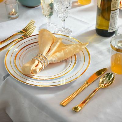 China Top Quality Disposable Hot Fancy Disposable Wedding Party Plastic Dishes Set Tableware for sale