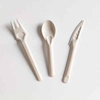 China Duriablity 100% Sugarcane Bagasse Disposable Cultery Disposable High Biodegradable Knife Fork Spoon Set for sale