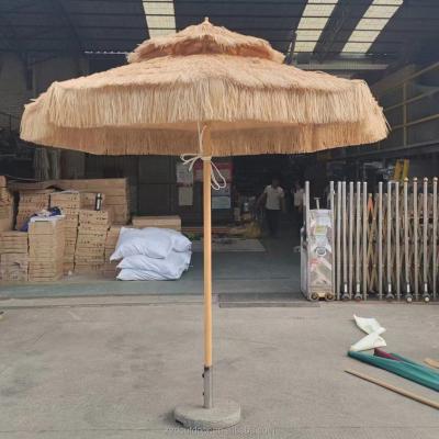 China Factory Wholesale Modern Aluminum Patio Thatched Umbrella Outside Furniture Golf Beach Straw Umbrellas for sale