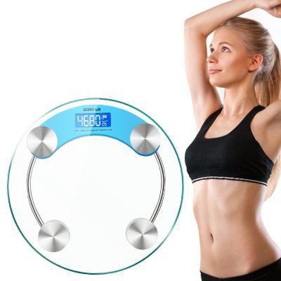 China With 180kg Scale Transparent Tray Round Scale Battery Power Weiging Bathroom Scale for sale