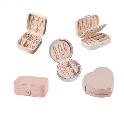 China Hot Selling Ring Luxury Leather Pink Individual Travel Jewelry Box Fashion Leather Jewelry Mini Packaging Box Earring Necklace for sale