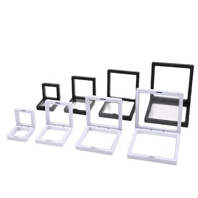 China Jewelry Medal Gemstone Show Medallion Jewelry Specimen Holder PE Membrane Suspension 3D Window Frame Moistureproof Box Customized for sale