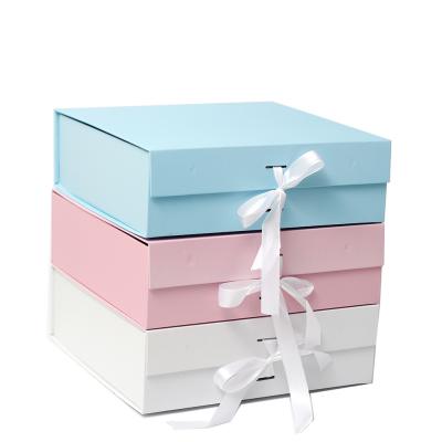 China Reused Magnetic Materials Amazon Hot Sale Folding Paper Box Gift Underwear Paper Wig Boxes With Ribbon for sale