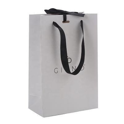 China Wholesale Luxury Custom Recyclable Premium Cardboard Paper Gift White Shopping Bag Packaging With Ribbon Handle for sale