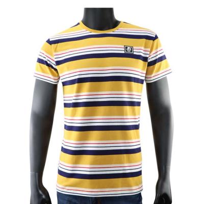 China Anti-wrinkle New Attractive Price DesignType O-neck Men Sport Wear T-shirt Gentlemen T-shirt Summer Striped Custom Logo Screen Printing T-shirt for sale