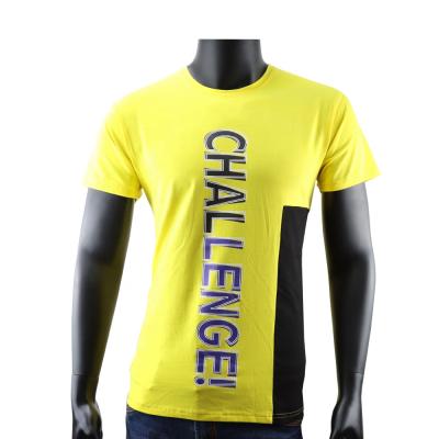 China Factory direct sale Anti-wrinkle round shirt men's short sleeve t-shirt 95% cotton 5%spandex yellow t-shirt hot sale products for sale