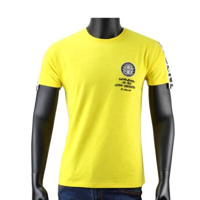 China Factory Direct Sale Anti-Wrinkle Round Shirt Men's Short Sleeve Neck T-shirt Cotton Yellow Cheap T-shirt 100% Hot Selling Products for sale