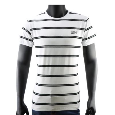 China Anti-wrinkle men casual shirt striped clothing factories in china letter print crew neck T-shirt for sale