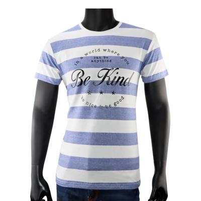 China Anti-wrinkle men casual shirt striped clothing factories in china letter print crew neck T-shirt for sale