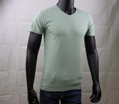 China Anti-wrinkle factory whosale hot sale cheap high quality 95%cotton 5%spandex many color in v neck plain stocked t-shirt for sale