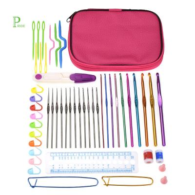 China Crochet High Quality Knitting Needle Hook Set 22pcs Crochet Hooks With Case Pink Organizer, Knitting Accessory for sale